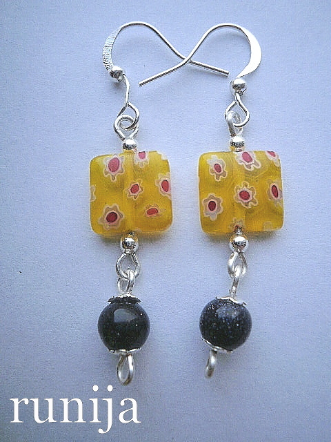 043rd Millefiori, blue sun stone.
