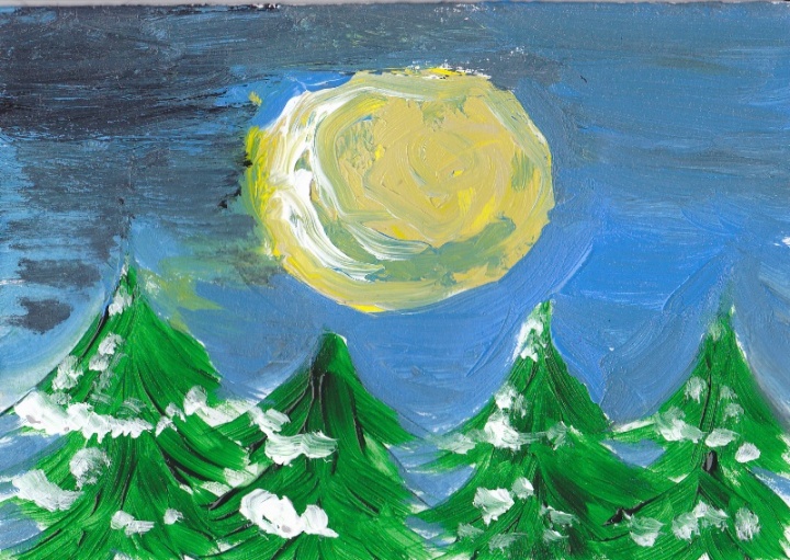Christmas tree in the moonlight