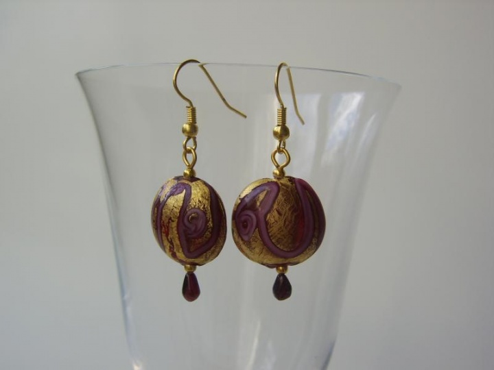 Earrings " Swimming golden sea "