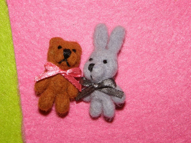 brooch Bear and Rabbit