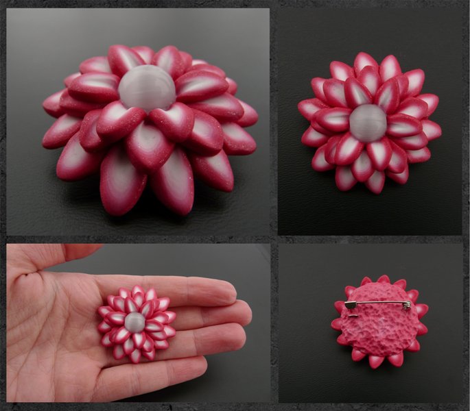 Brooch " pink flower "