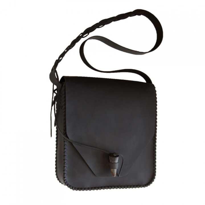 Black leather handbag
