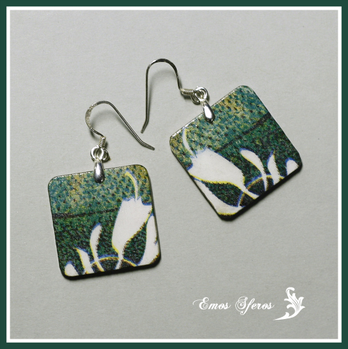 Decoupage earrings " Flower fragments