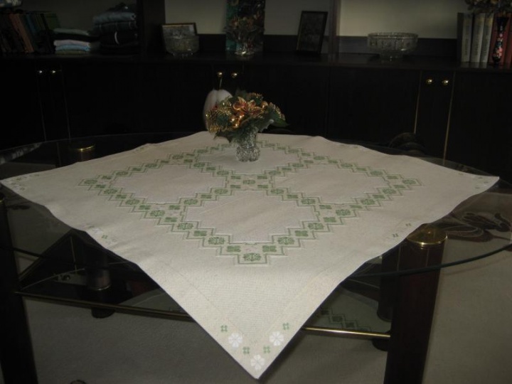 Embroidered linen tablecloth