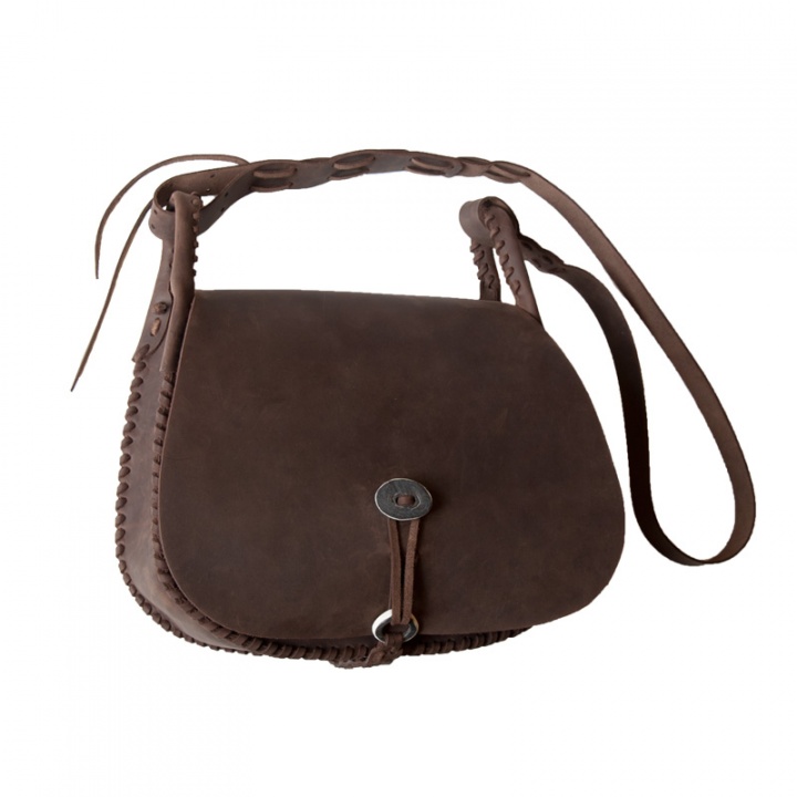 Brown female leather handbag