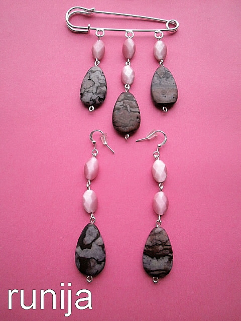 013kom.  Cats eye, Picasso jasper.