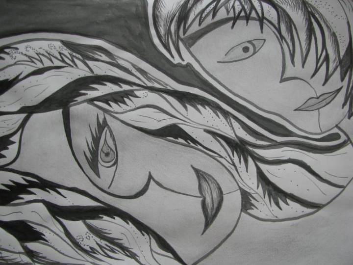 A woman and man