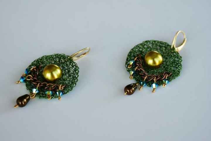 Earrings " Green "