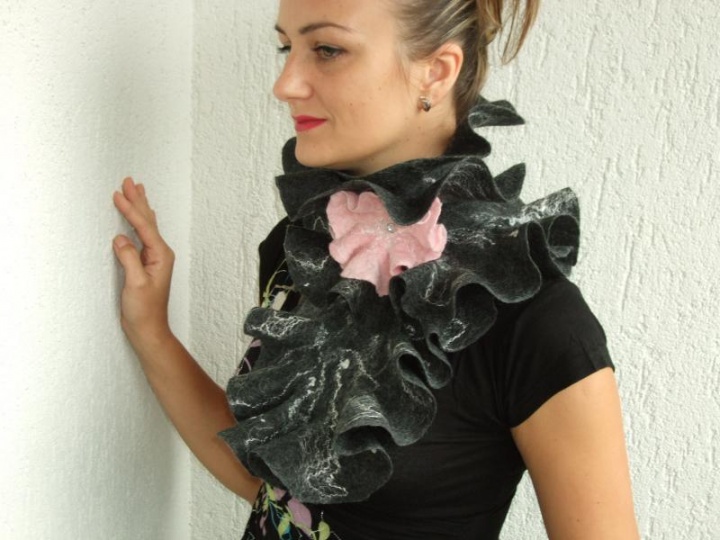 With pink flowers
