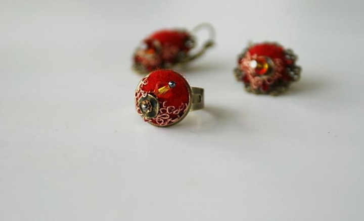 Earrings and ring k-th " retro "