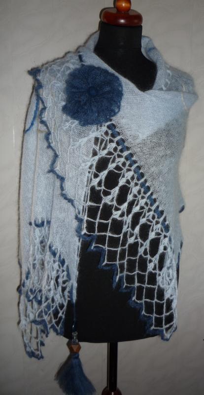 Sky-blue robe with wool
