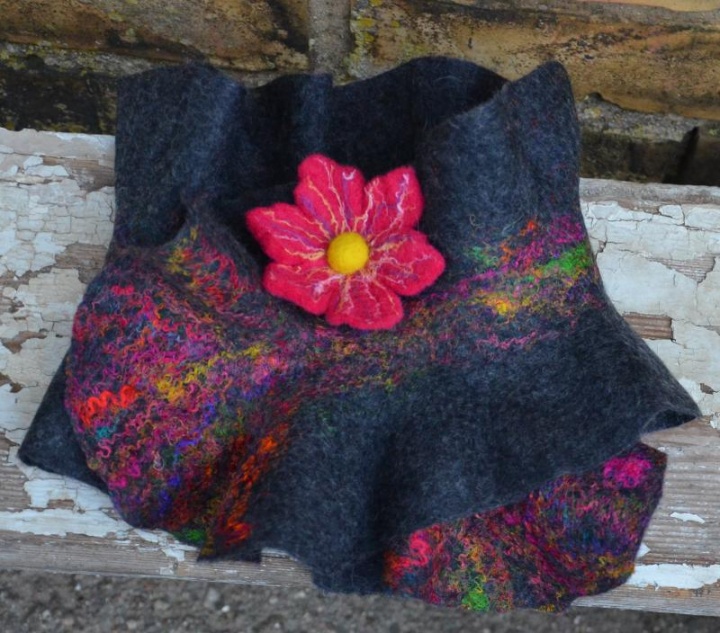Scarf with silk sari.