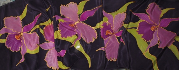 Curled orchids, silk country