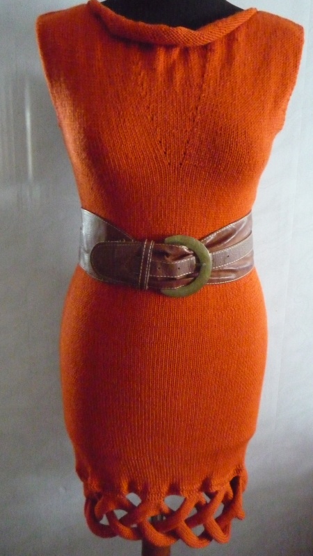 orange dress without sleeves
