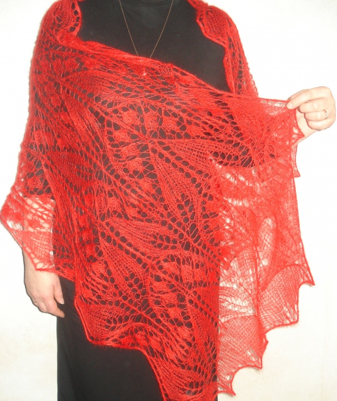 The bright red ...