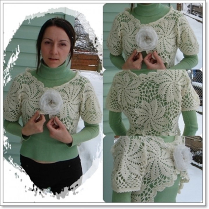 Crocheted bolero " GULBE white & quot ;. picture no. 2