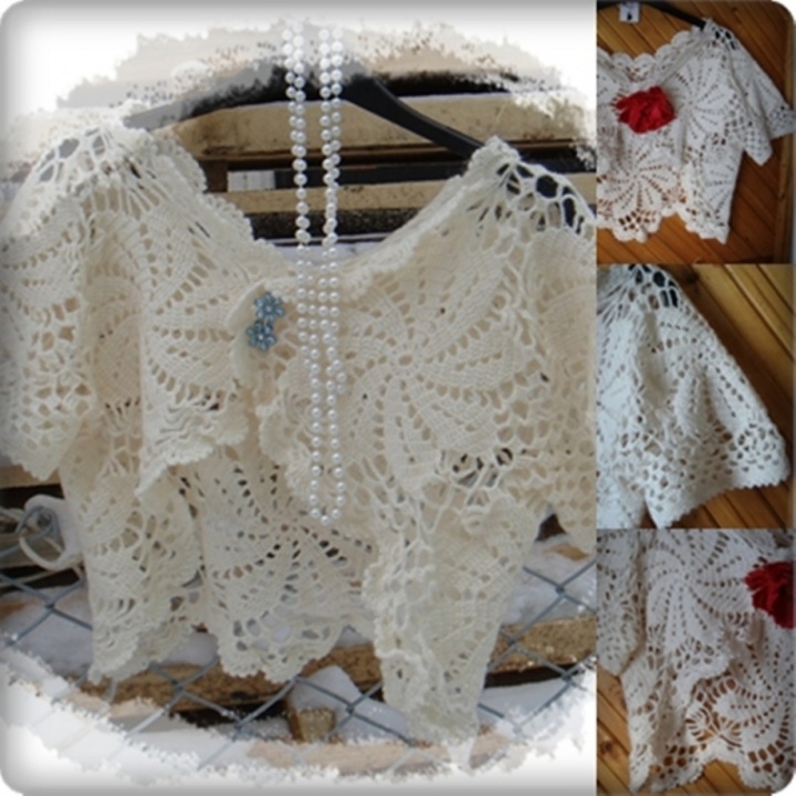 Crocheted bolero " GULBE white & quot ;. picture no. 3
