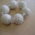 White bracelet with glass inserts - Bracelets - felting