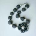 Gray with flower - Necklaces - felting