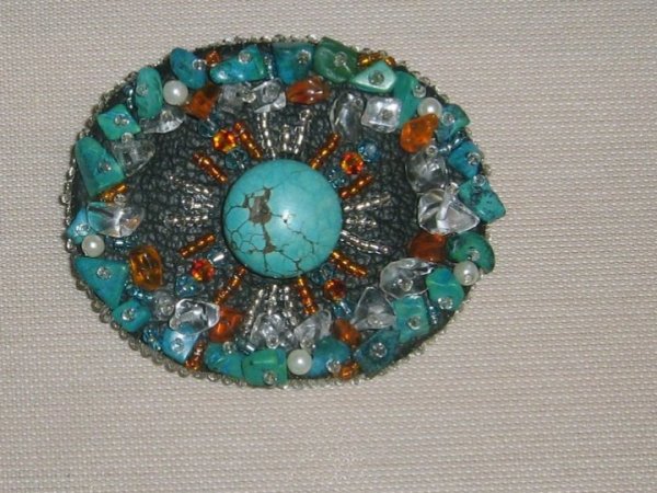 turquoise brooch - Brooches