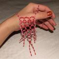 pink - red spit - Necklace - beadwork