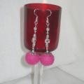 Pink felt earrings - Earrings - felting