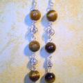 015thTiger eye beads, silver fittings. - Earrings - beadwork
