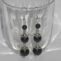 Black agate earrings - Earrings - beadwork