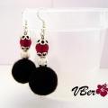 Black-red - Earrings - felting