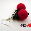 Red apples - Earrings - felting