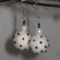 White polka dots - Earrings - felting