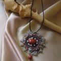 with coral and flax - Necklace - beadwork