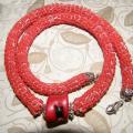 Necklace with coral - Necklace - beadwork