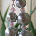 Gray pearls - Earrings - beadwork