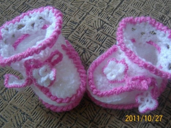 Booties "pink flowers" - Socks