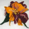 Flower brooch " Orange - Cherry " - Flowers - felting