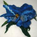 Flower brooch " Blue " - Flowers - felting