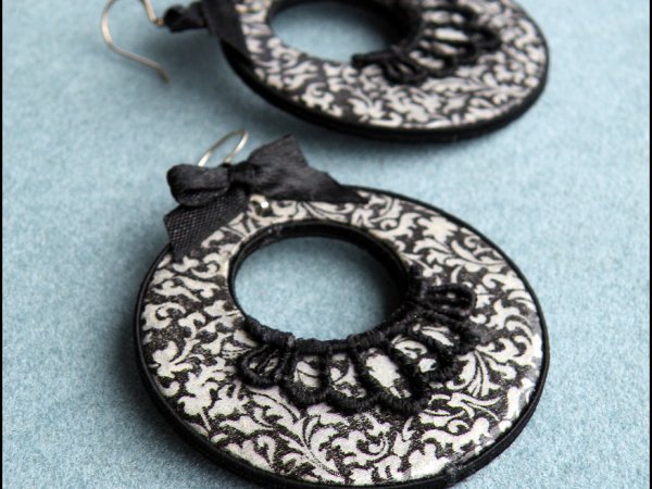 Decoupage technique earrings No.327 - Earrings