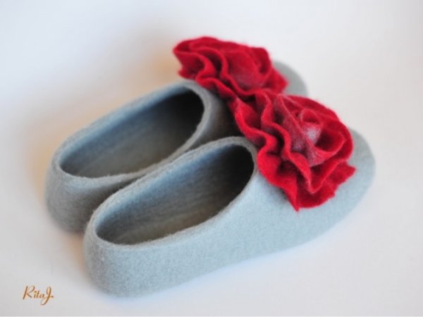Veltinio šlepetės /wool felted slippers 3