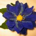Blue Flower - brooch - Flowers - felting