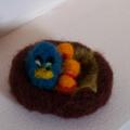 Blue drake nest - For interior - felting