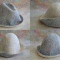The bath cap " White Grey " - Hats - felting