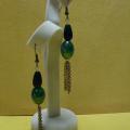 Dark green earrings - Earrings - beadwork