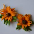 Sunflowers - Hair accessories - felting