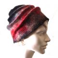 Felted merino wool hat-blue / red - Hats - felting