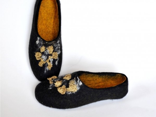 Veltinio šlepetės AUKSĖS/Felted slippers 2