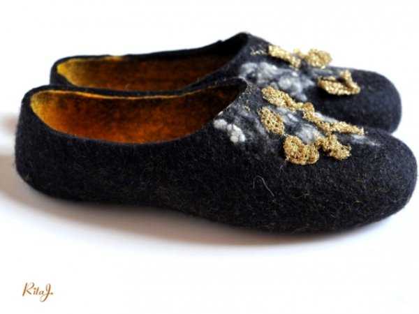 Veltinio šlepetės AUKSĖS/Felted slippers 3