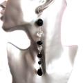 Long earrings with glass drops - Earrings - beadwork