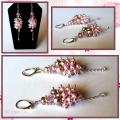 Pink pearl earrings - Earrings - beadwork