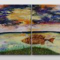 " Catch your goldfish " (diptych) - Acrylic painting - drawing